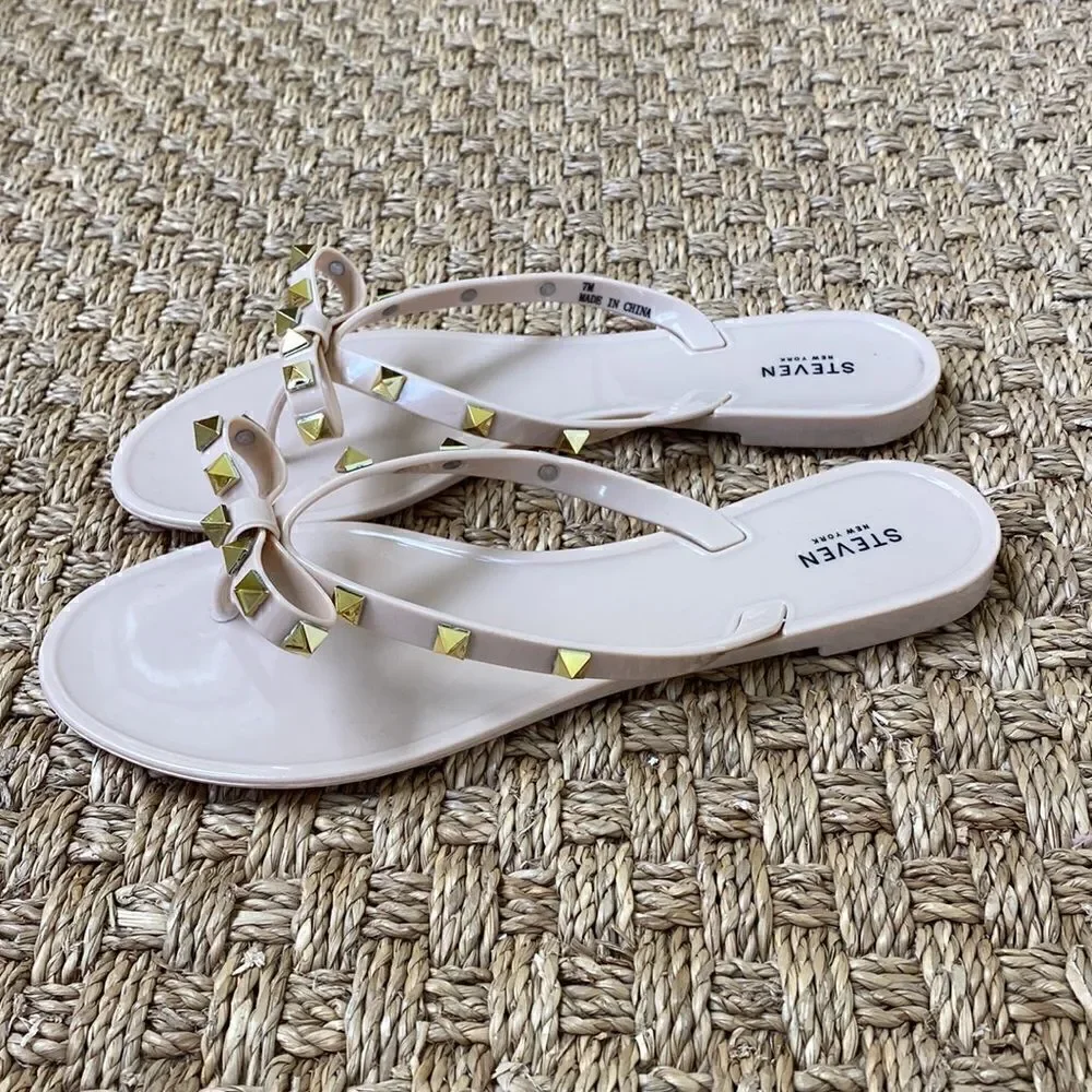 NEW Rubber Slides With Gold Hardware By Steven New York